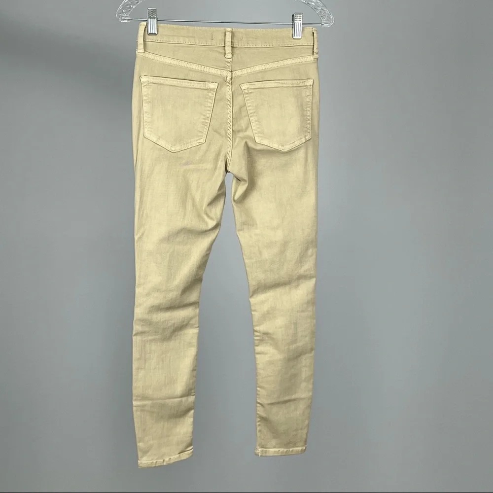 Free People Womens High Rise Busted Distressed Skinny Jeans Khaki Tan size 26